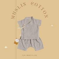 ราคา Cali ชุดเสื้อกางเกง เด็กอ่อนผูกหน้า สีพาสเทล *ป้าย Cali baby stone,เสื้อกางเกง 0-3 (12562652)