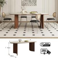 ราคา Bunise Oval dining table SD83 ชุดโต๊ะอาหารไม้ยางพารา รุ่น โต๊ะขนาด 140/160/180/200CM สีโอ๊ค 6-10 ที่นั่ง โต๊ะอาหารรูปเอล 160*80*75CM Walnut (12567412)