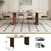ราคา Bunise Oval dining table SD83 ชุดโต๊ะอาหารไม้ยางพารา รุ่น โต๊ะขนาด 140/160/180/200CM สีโอ๊ค 6-10 ที่นั่ง โต๊ะอาหารรูปเอล Walnut 180*90*75CM (12567414)