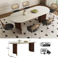 ราคา Bunise Oval dining table SD83 ชุดโต๊ะอาหารไม้ยางพารา รุ่น โต๊ะขนาด 140/160/180/200CM สีโอ๊ค 6-10 ที่นั่ง โต๊ะอาหารรูปเอล Walnut 200*100*75CM (12567416)