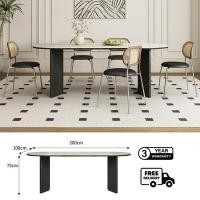 ราคา Bunise Oval dining table SD83 ชุดโต๊ะอาหารไม้ยางพารา รุ่น โต๊ะขนาด 140/160/180/200CM สีโอ๊ค 6-10 ที่นั่ง โต๊ะอาหารรูปเอล Black 200*100*75CM (12567417)