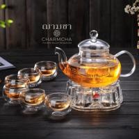 ราคา charmcha คัดทุกใบ!! กาน้ำชา400ml พร้อมส่ง แก้ว+ที่กรอง+เตาอุ่น+เทียน ถูกที่สุด!! ของขวัญ ชุดกาชา กาชงชา ฌามชา ชุดกา+แก้ว6+เตาหัวใจ (12574183)