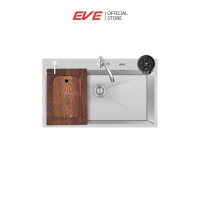 ราคา EVE ซิงค์ล้างจานสเตนเลสสตีล อ่างล้างจานสเตนเลสสตีล 1 หลุม ไม่มีที่พักจาน KUBE 860/510 (12569100)