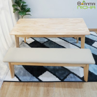 ราคา Baanmainicha ชุดโต๊ะเขียนหนังสือเด็ก โต๊ะเรียนหนังสือ โต๊ะเด็ก เซท+เก้าอี้ 4 ไม้ยางพารา Size :60x120x55 cm. สีธรรมชาติ โต๊ะ1+ม้านั่ง2*เบาะ* (12564279)