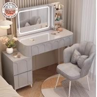 ราคา Lihong ND-024 โต๊ะเครื่องแป้งสไตล์โมเดิร์น พร้อมกระจกไฟLEDและเก้าอี้ เทา 80cm. (12585435)
