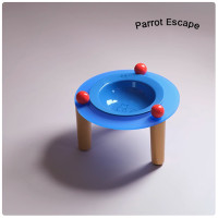 ราคา MM SHOP ชามอาหารสัตว์ ชามข้าวน้องหมาน้องแมว ฐานอะคริลิก ขาไม้ แบบ2ช่องและ1ช่อง เดี่ยว/น้ำเงิน (12585464)