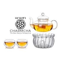 ราคา charmcha คัดทุกใบ!! กาน้ำชา400ml พร้อมส่ง แก้ว+ที่กรอง+เตาอุ่น+เทียน ถูกที่สุด!! ของขวัญ ชุดกาชา กาชงชา ฌามชา ชุดกา+แก้ว2+เตาลาย (12574179)