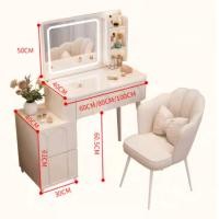 ราคา Lihong ND-024 โต๊ะเครื่องแป้งสไตล์โมเดิร์น พร้อมกระจกไฟLEDและเก้าอี้ ขาว 100cm. (12585436)