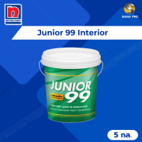 ราคา nippon paint junior 99 interior matt นิปปอนเพนต์ จูเนียร์ 99 สีน้ำทาภายใน สีขาว ชนิดด้าน ขนาด 5 กล. (12362736)