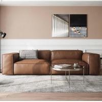 ราคา Casa.grandy โซฟาหนังแท้ Italian Minimalist Leather Sofa Three-Seat สไตล์หรูหรา 97x210x67 cm. สีน้ำตาลเข้ม หนังแท้ Full grain (10349148)