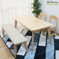 ราคา Baanmainicha ชุดโต๊ะเขียนหนังสือเด็ก โต๊ะเรียนหนังสือ โต๊ะเด็ก เซท+เก้าอี้ 4 ไม้ยางพารา Size :60x120x55 cm. สีธรรมชาติ โต๊ะ1+กอ2+มน1*เบาะ* (12564278)