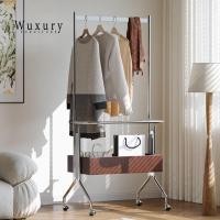 ราคา Wuxury.furniture ราวแขวนเสื้อผ้าสแตนเลสเคลื่อนที่ ตู้เก็บเสื้อผ้า ส่งฟรี รุ่นสีน้ำตาล (12576356)