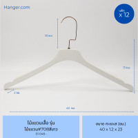 ราคา Hanger.com ไม้แขวนเสื้อ ไม้แขวนหัวเหลี่ยมหนา รุ่น 708 ไม้แท้ มีร่องมีกันลื่น 12 ไม้ สีขาว แบนทองแดงสั้น (12575270)