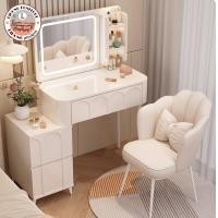 ราคา Lihong ND-024 โต๊ะเครื่องแป้งสไตล์โมเดิร์น พร้อมกระจกไฟLEDและเก้าอี้ ขาว 80cm. (12585434)