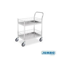 ราคา Jenstore JUMBO รถเข็นสเตนเลส 2 ชั้น แบบมีคอกล้อม มือจับข้างเดียว รุ่น ST2-4006SM รถเข็น 200 กก. (10500849)