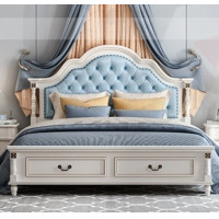ราคา Choktavee เตียงเจ้าหญิง เตียงวินเทจ เตียงหลุยส์ รุ่น TOB-11658 สีฟ้า 6ฟุต เตียงนอน + ฟูก (10251349)