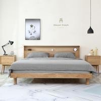 ราคา Wood Slash เตียงนอนไม้โอ๊ค มีปลักไฟหัวเตียงรุ่น Nayuki ขนาด 6ft. (10459730)