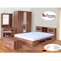 ราคา Raminthra Furnitureชุดห้องนอน Milano 6ฟุต เตียงบานเลื่อน6ฟุต+ตู้ผ้า3บาน+โต๊ะแป้ง80ซม.(สีวอลนัท) 6 ฟุต (10466716)