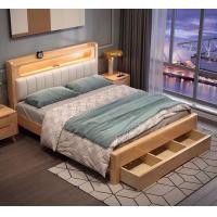ราคา Casa.grandy เตียงไม้แอช-ไม้โอ๊คเลือกไม้ได้ หัวเตียงบุเบาะพร้อมไฟหัวเตียง 6 ft. มินิมอล น้ำตาลธรรมชาติ ไม้โอ๊ค (10504805)