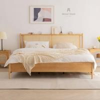 ราคา Wood Slash เตียงนอนไม้แอชมีปลักไฟหัวเตียงรุ่น Haru ขนาด 156x213x98.5 Cm 5ft. (10576258)