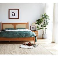 ราคา Kyotohaus เตียงไม้แต่งหวาย สไตล์มินิมอล รุ่น Resort 5 ฟุต ไม้เชอรรี่ (นำเข้า) (10556885)