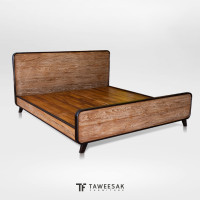 ราคา TF เตียงไม้สัก BE011 3.5ft มินิมอล สี Walnut ไม้สักแท้ (10912700)