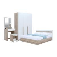 ราคา INDEX LIVING MALLFURINBOX ชุดห้องนอน รุ่นมินิโอ (เตียง, ตู้เสื้อผ้า 3 บาน, โต๊ะเครื่องแป้งพร้อมสตูล) สีธรรมชาติ/ขาว 6 ฟุต (12113670)