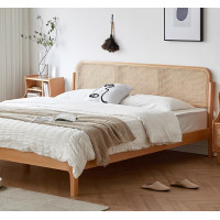 ราคา Muufurniture เตียงไม้สไตล์ญี่ปุ่น รุ่น Emica Oak Wood & Rattan (Size 158*90*211.5 cm.) (5 FT.) (12222915)