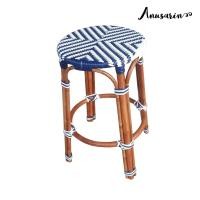 ราคา Anusarin เก้าอี้หวายทรงสูง Stool 01 ขนาด 65cmStoolBlue&Wh (10602814)