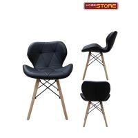 ราคา HomeStore เก้าอี้ สไตล์โมเดิร์น พื้นนั่งเบาะหนังสังเคราะห์ ขาไม้สีบีช แบบไม่มีที่เท้าแขน HX-8059 ดำ (10765104)