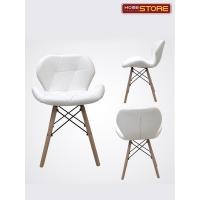 ราคา HomeStore เก้าอี้ สไตล์โมเดิร์น พื้นนั่งเบาะหนังสังเคราะห์ ขาไม้สีบีช แบบไม่มีที่เท้าแขน HX-8059 ขาว (10765103)