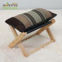 ราคา Baanmainicha เก้าอี้ไม้วางเท้า ไม้ยางพารา เบาะลายมะลิน้ำตาล (10443508)