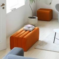 ราคา MY DOLLS HOUSE เวฟวี่สตูล Wavy Stool สตูลผ้ากำมะหยี่ 100x44x40H CM. ORANGE (12109357)