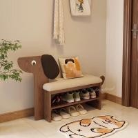ราคา Loadingofficial-เก้าอี้สตูลม้านั่งน้องหมา มีชั้นสำหรับวางของหรือวางรองเท้าในบ้าน สีไม้เข้ม (12521595)