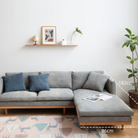 ราคา FURNATUR โซฟาไม้เชอร์รี่ รุ่น SF026 ผ้าลูกฟูก สีเทา fabric 245 (10553087)
