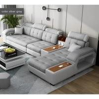 ราคา JWN STUDIO โซฟาห้องรับแขกตัว L โซฟา 5 ที่นั่ง Smart sofa silver gray fabric 338 (11086291)