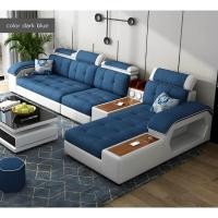 ราคา JWN STUDIO โซฟาห้องรับแขกตัว L โซฟา 5 ที่นั่ง Smart sofa 338 blue fabric (11086287)