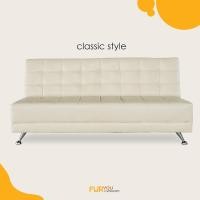 ราคา Furyouliving โซฟาเบด ปรับนอนได้ 3 ระดับ หุ้มเบาะหนัง PVC สีครีม หนัง pvc 3 ที่นั่ง (10128685)