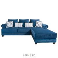 ราคา IMPRESO SOFA โซฟาตัวแอล สไตล์วินเทจ รุ่น Bella 275x180 cmสีน้ำเงิน สีน้ำเงิน (10429129)