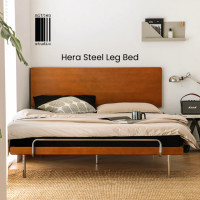 ราคา Mitten Studio Hera Steel Leg Bed เตียงไม้แท้เนื้อแข็ง ขาเตียงทำจาก Stainless Steel เกรดดีแข็งแรง 6ft king size With Wood Headboard (12574071)