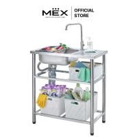 ราคา MEX รุ่น PSR75 อ่างล้างจานพร้อมขาตั้ง 1 หลุม ขนาด 75 x 43 ซม. สเตนเลส สตีล AISI 201 หนา 0.5 มม. (12574271)