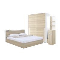 ราคา Index Living Mall ชุดห้องนอน รุ่นซิดนี่ย์ (เตียงนอน, ตู้บานสไลด์, โต๊ะเครื่องแป้งแบบยืน) - สีขาว/ไวท์ โอ๊ค 6 ฟุต (12429422)