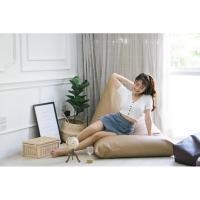 ราคา SOFA BEANBAG BUBBLE BEANN Beanbag ทรงชีส Size L ขนาด 100 x 150 cm. ลายริ้วใหญ่สีเหลือง fauxLeather 60 (10507556)