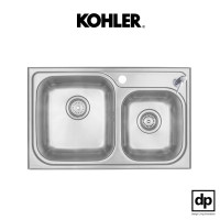 ราคา KOHLER อ่างล้างจานสเตนเลส 2 หลุม แบบฝังบนเคาน์เตอร์ รุ่น Marcato (12603834)