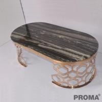 ราคา PROMA โต๊ะหน้าโซฟาท็อปลายหินอ่อน หรูหรา มีระดับ ดำ โต๊ะกลาง: 130 x 70 x 45 (10469266)