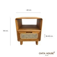 ราคา CHITA HOUSE ตู้หัวเตียง ไม้สักทอง ผสมหวายแท้ ขนาด 40x50x40 cm. สินค้าสั่งทำ รอผลิต 25-30 วัน (12620079)
