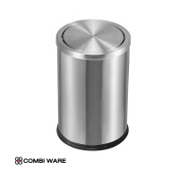 ราคา COMBI WARE - ถังขยะสแตนเลส ทรงกลม ฝาปิดแบบบานสวิง ขนาด 9 ลิตร สีเงิน รุ่น RWKL-61 (12621175)
