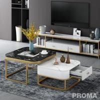 ราคา PROMA โต๊ะกลางโซฟา ท็อปลายหินอ่อน ชุดรวมหินอ่อน ขาวดำ 80 x 80 x 45 cm (10469219)