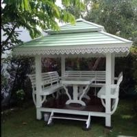 ราคา ศ.ศาลาเฟอร์นิเจอร์ไม้ ศาลาไม้สัก S Wooden Furniture 4 2*2*3 3*3 ศาลาไม้สัก หลังคาสีเขียวอ่อน ศาลาสีขาว พื้นสีโอ๊ค (10404711)