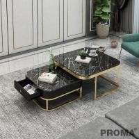 ราคา PROMA โต๊ะกลางโซฟา ท็อปลายหินอ่อน ชุดรวมหินอ่อน ดำ 80 x 80 x 45 cm (10469222)